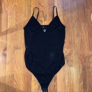 Black ribbed bodysuit